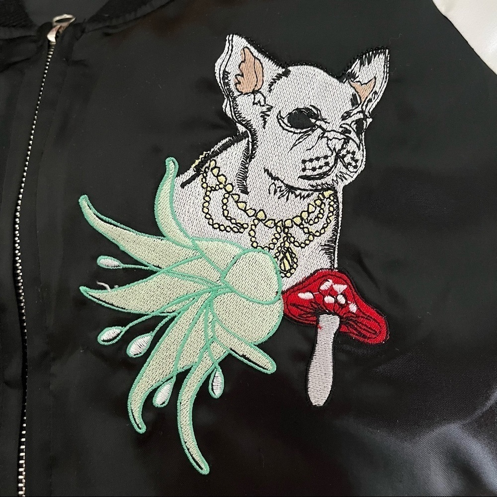 FRENCH BULLDOG sz S SUKAJAN Jacket Souvenir Black White Long Sleeve Zipper - Picture 7 of 7